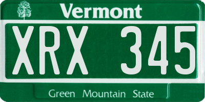 VT license plate XRX345