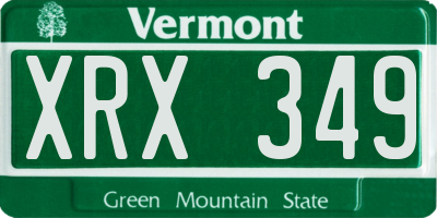 VT license plate XRX349