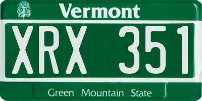 VT license plate XRX351