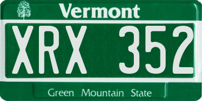 VT license plate XRX352
