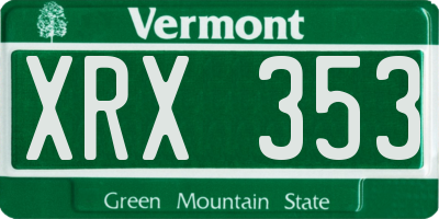 VT license plate XRX353