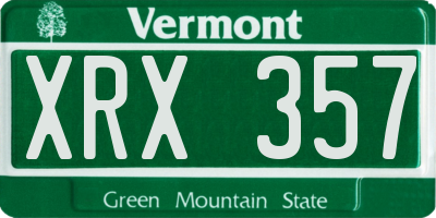 VT license plate XRX357