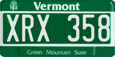 VT license plate XRX358