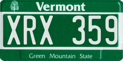 VT license plate XRX359