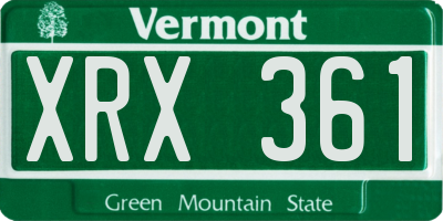 VT license plate XRX361