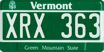 VT license plate XRX363