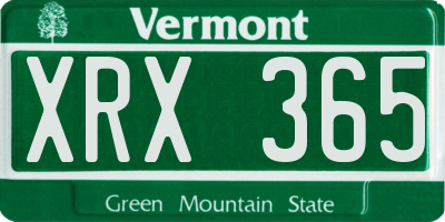 VT license plate XRX365