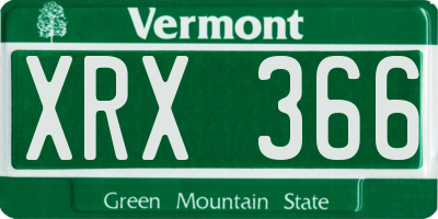 VT license plate XRX366