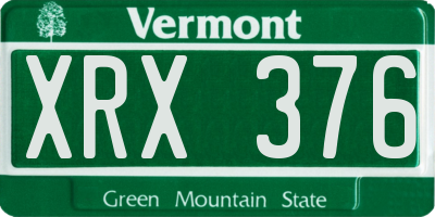 VT license plate XRX376