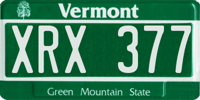 VT license plate XRX377