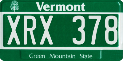 VT license plate XRX378
