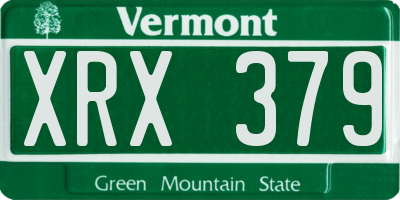 VT license plate XRX379