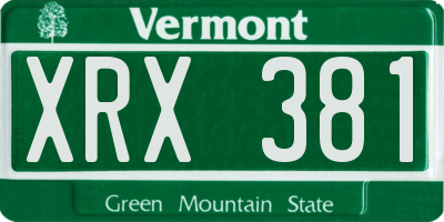 VT license plate XRX381