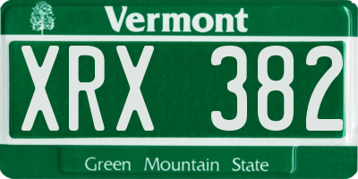 VT license plate XRX382