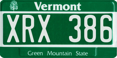VT license plate XRX386