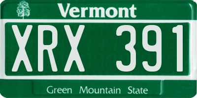 VT license plate XRX391
