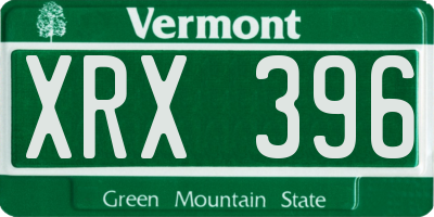 VT license plate XRX396