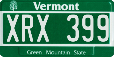 VT license plate XRX399