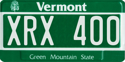 VT license plate XRX400