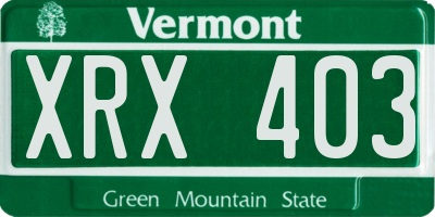 VT license plate XRX403
