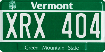 VT license plate XRX404
