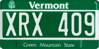 VT license plate XRX409