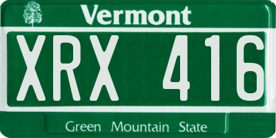 VT license plate XRX416