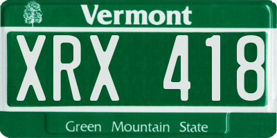 VT license plate XRX418