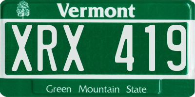 VT license plate XRX419