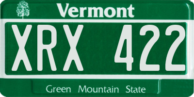 VT license plate XRX422