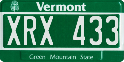 VT license plate XRX433