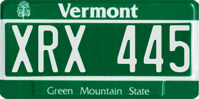 VT license plate XRX445