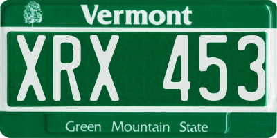VT license plate XRX453