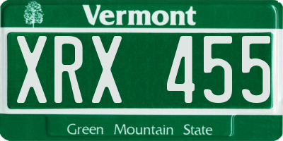 VT license plate XRX455