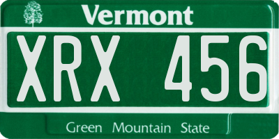 VT license plate XRX456