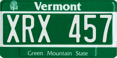 VT license plate XRX457