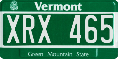 VT license plate XRX465