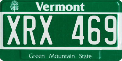 VT license plate XRX469