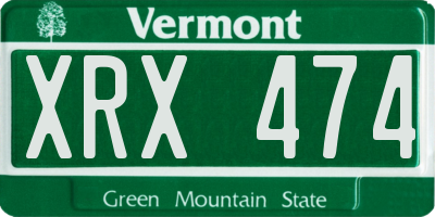 VT license plate XRX474