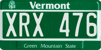 VT license plate XRX476