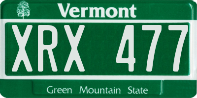 VT license plate XRX477
