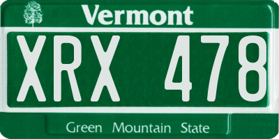 VT license plate XRX478