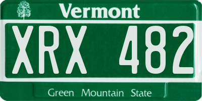 VT license plate XRX482