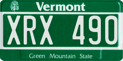 VT license plate XRX490