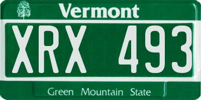 VT license plate XRX493