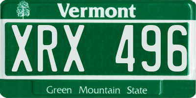 VT license plate XRX496