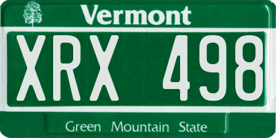 VT license plate XRX498