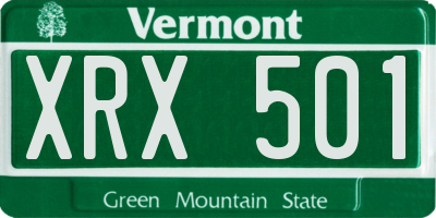 VT license plate XRX501