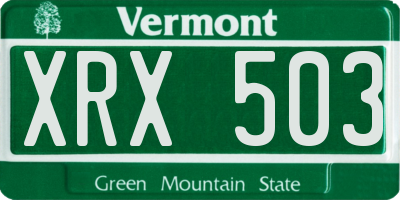 VT license plate XRX503