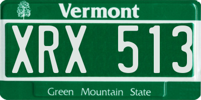 VT license plate XRX513